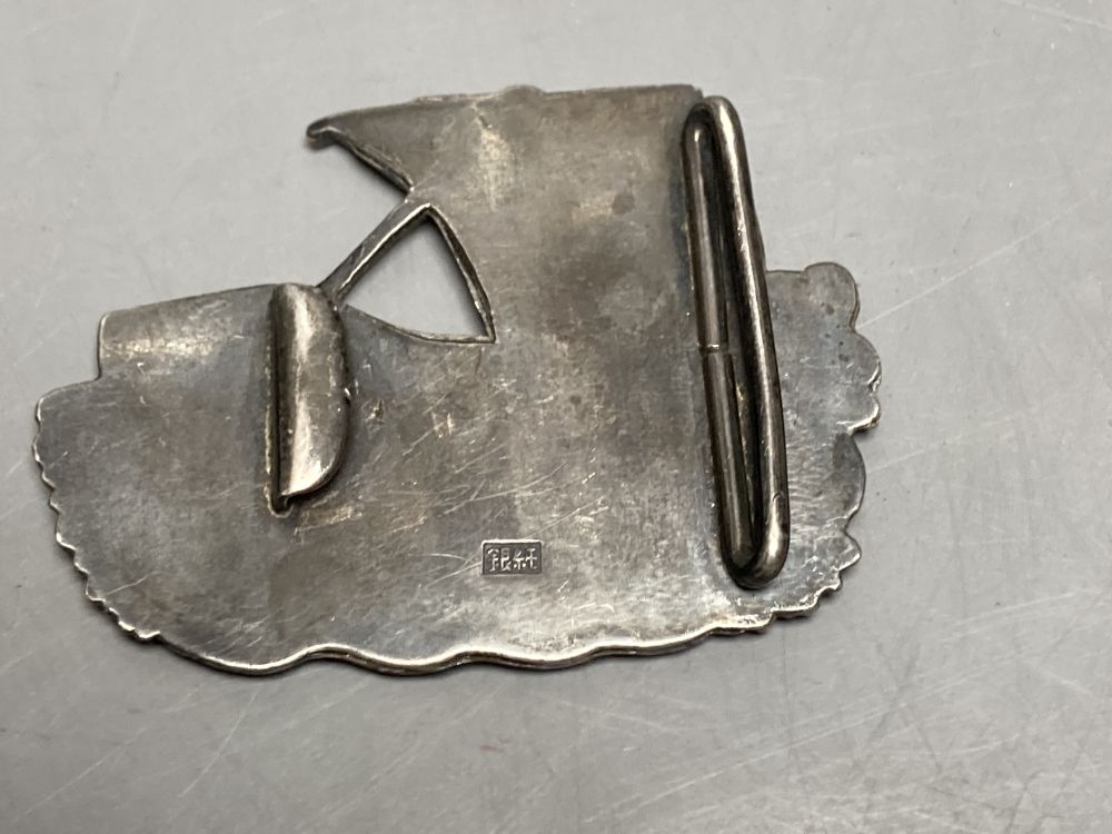 An early 20th century Chinese Export white metal belt by Wang Hing, Hong Kong and other items.